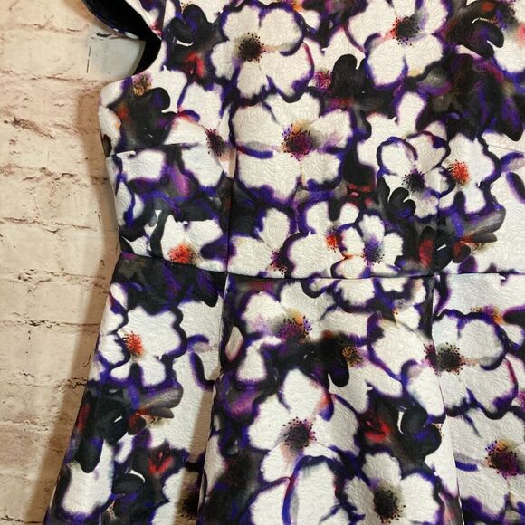 Coleen X Dress Womens 14 Purple Floral Watercolor Fit & Flare Cap Sleeve Mesh - Picture 12 of 16